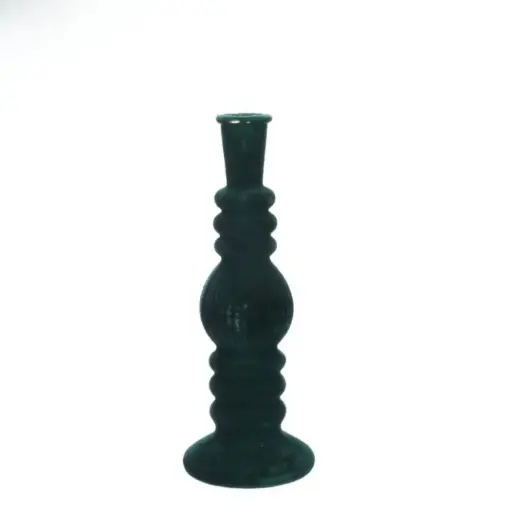 [35282] Florence Candle Vase velvet flock h.23 Ø9 cm dark green