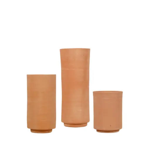 [TER00117] Terracotta Vase set/3 - Small 10cm, Medium 15cm, Large 20cm (Ø6cm)