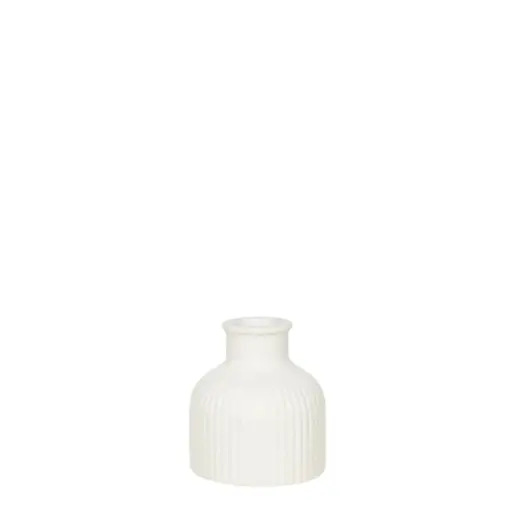 [CAN24005] Ceramic Vase Ribbed White - Small 8x7cm