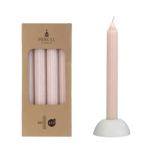 [32390]  Pencil candle h.20 Ø2.2 cm  - white pink