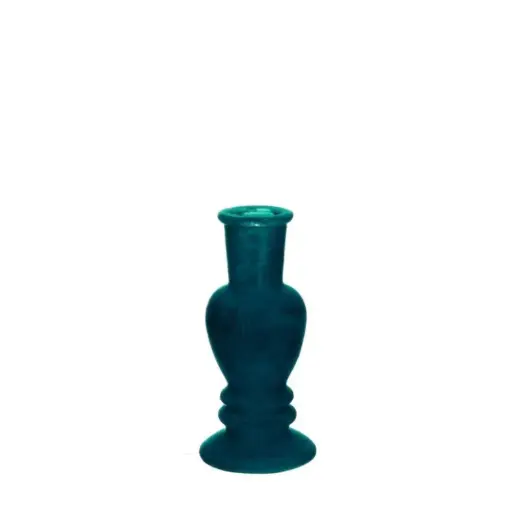 [35272] Venice Candle Vase velvet flock h.16 Ø6 cm dark green